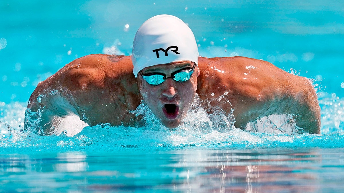 In this July 31, 2019, file photo, Ryan Lochte competes in the men's 200-meter individual medley time trial at the U.S. national swimming championships in Stanford, California.