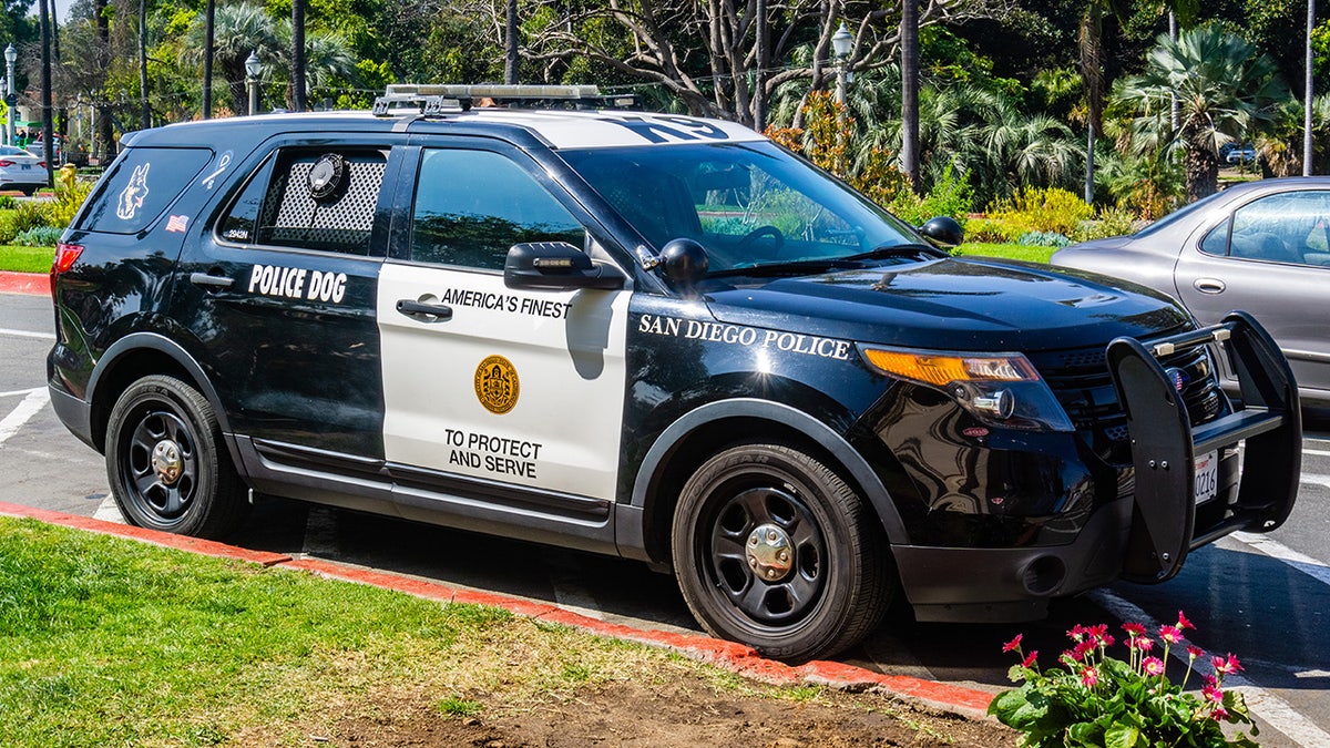 A San Diego police vehicle
