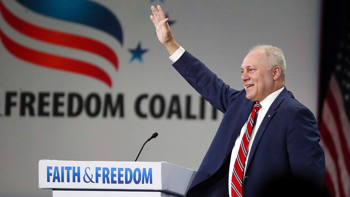 U.S. Rep. Steve Scalise speaks during the Road to Majority convention at Gaylord Palms Resort &amp; Convention Center in Kissimmee, Fla., on Friday, June 18, 2021. 