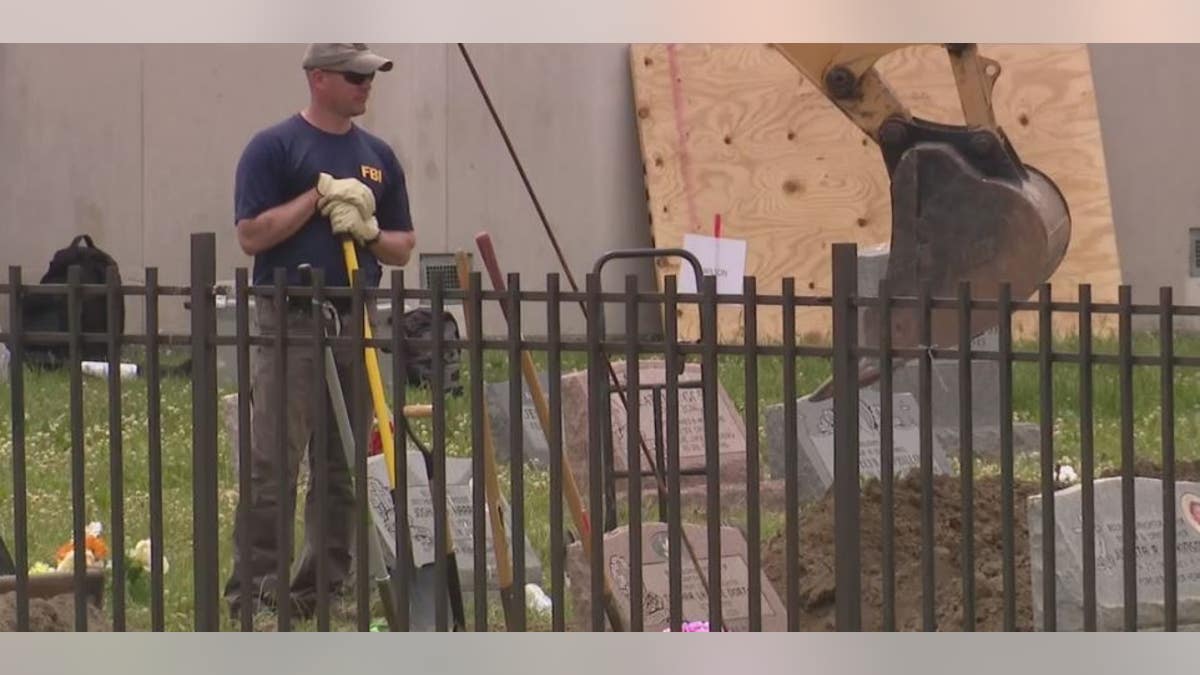 Gravesites being dug up at Gethsemane Cemetery.