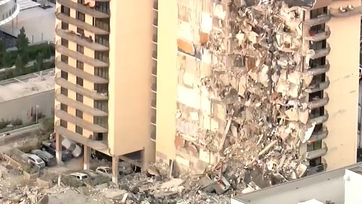 The scene of a collapsed building in Surfside, Fla., just north of Miami Beach.