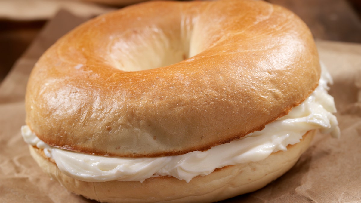 Toasted New York Style Bagels with Cream Cheese (iStock)