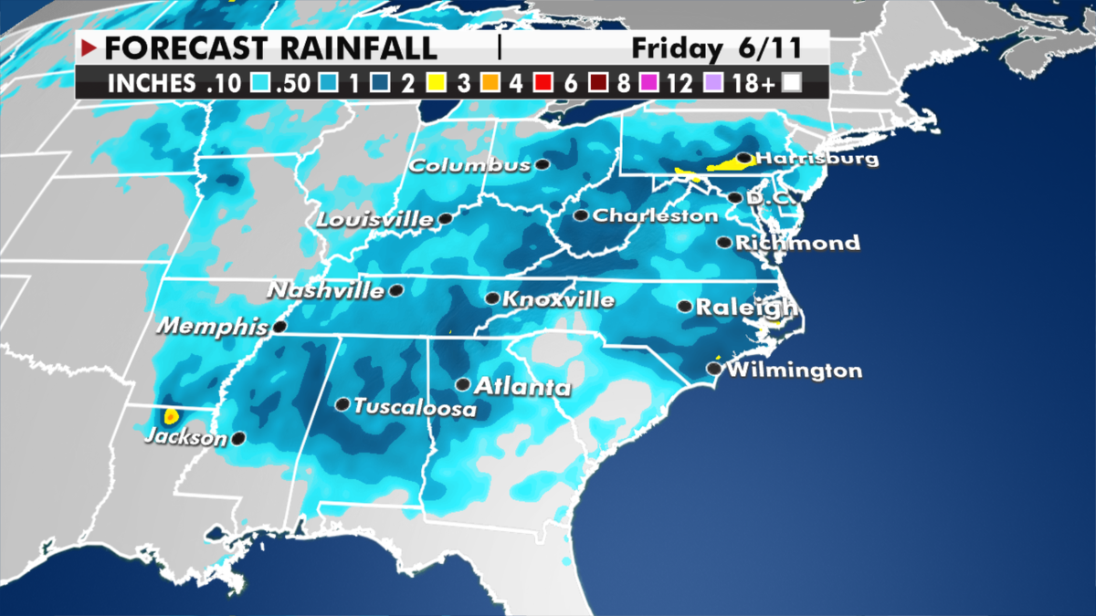 Expected rainfall totals through Friday. (Fox News)