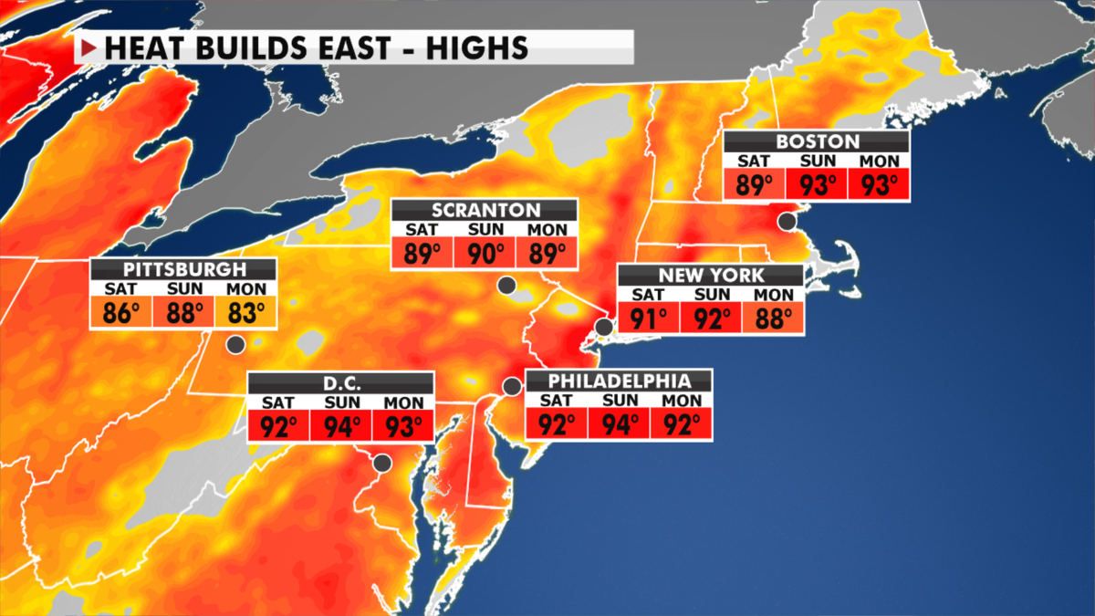 Expected temperatures in the Northeast this weekend. (Fox News)