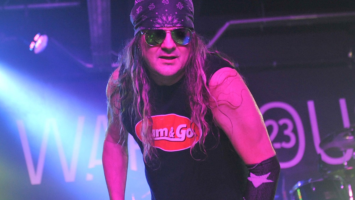 Johnny Solinger of Skid Row performs on stage at Warehouse 23 on October 24, 2014 in Wakefield, United Kingdom.