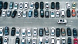 Aerial view of cars in a parking lot