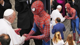 Spider-Man swings through the Vatican to meet Pope Francis