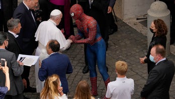 Spider-Man swings through the Vatican to meet Pope Francis