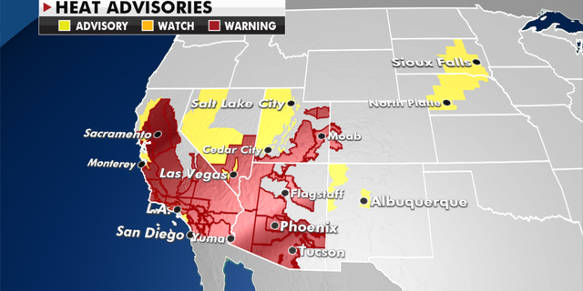 Heat advisories currently in effect. (Fox News)