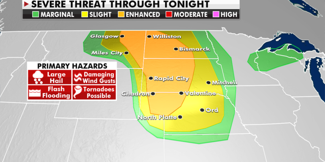 The threat of severe weather Thursday. (Fox News)