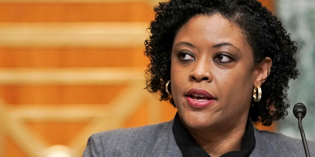 Office of Management and Budget acting director Shalanda Young speaks during a Senate Budget Committee hearing to discuss President Joe Biden's budget request for FY 2022 on Tuesday, June 8, 2021, on Capitol Hill in Washington. (Greg Nash/Pool via AP)