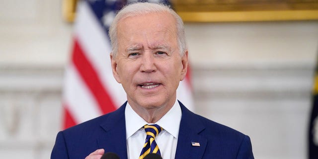 President Biden speaks about reaching 300 million COVID-19 vaccination shots, in the State Dining Room of the White House, Friday, June 18, 2021, in Washington. Biden's ambitious agenda has been blocked in some instances by judges who were appointed by former President Trump. (AP Photo/Evan Vucci)