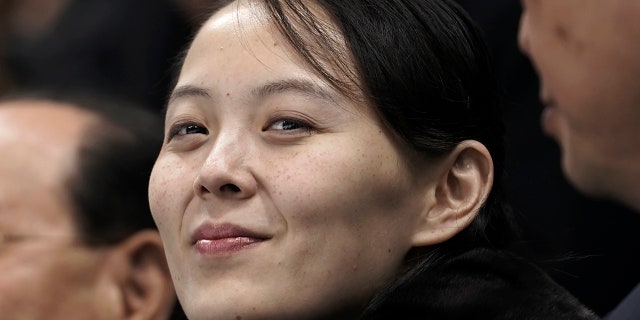 Kim Yo Jong, sister of North Korean leader Kim Jong Un, waits for the start of the preliminary round of the women's hockey game between Switzerland and the combined Koreas at the 2018 Winter Olympics in Gangneung, South Korea on Feb. 10, 2018. (AP Photo/Felipe Dana, File)