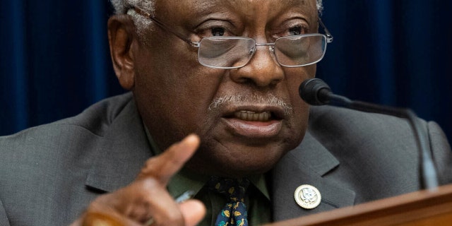 Chairman Rep. James Clyburn, D-S.C., speaks as Federal Reserve Board chairman Jerome Powell testifies on the Federal Reserve's response to the coronavirus pandemic during a House Oversight and Reform Select Subcommittee on the Coronavirus hearing on Capitol Hill in Washington, Tuesday, June 22, 2021.