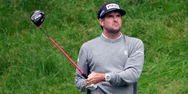 Bubba Watson watches his shot during the Travelers Championship at TPC River Highlands, June 25, 2021, in Cromwell, Connecticut.