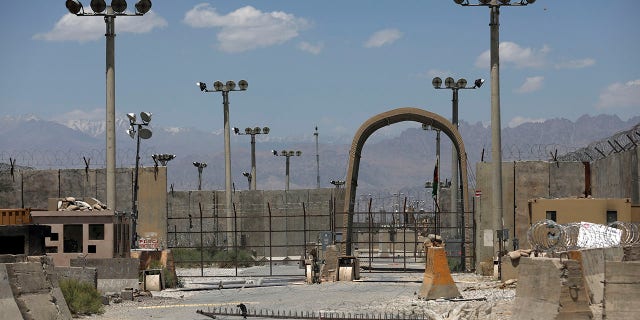 A gate is seen at the Bagram Air Base in Afghanistan, Friday, June 25, 2021.