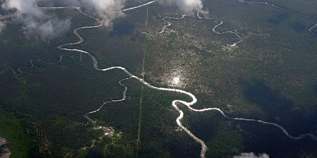 Hog Bayou, part of the Wax Lake Delta in the Atchafalaya Basin, is seen from a plane in St. Mary Parish, La., Tuesday, May 25, 2021. In geological time, young means thousands of years. On that scale, Louisiana's Wax Lake Delta is taking its first breaths. (AP Photo/Gerald Herbert)