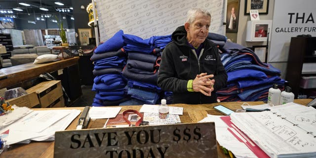 In this Feb. 17, 2021, file photo, owner Jim McIngvale talks about opening his Gallery Furniture store as a shelter in Houston. (AP Photo/David J. Phillip, File)