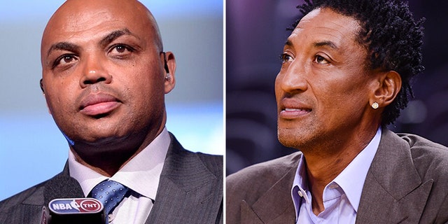 Charles Barkley, à gauche, et Scottie Pippen.