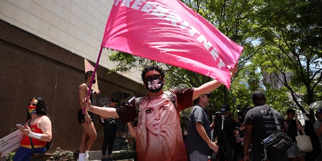 #FreeBritney activists protest at Los Angeles Grand Park during a conservatorship hearing for Britney Spears on June 23, 2021, in Los Angeles, Calif. (Photo by Rich Fury/Getty Images)