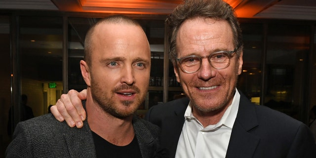 LOS ANGELES, CALIFORNIA - OCTOBER 07:  Aaron Paul (L) and Bryan Cranston attend the Premiere of Netflix's "El Camino: A Breaking Bad Movie" After Party at Baltaire on October 07, 2019 in Los Angeles, California. (Photo by Kevin Winter/Getty Images)