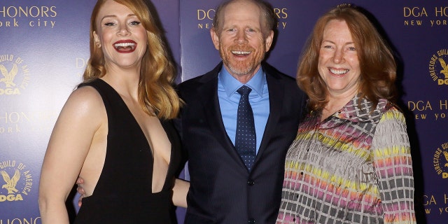 Ron Howard (center) and Cheryl Howard (right) share four children, actress Bryce Dallas Howard (left) among them. (Photo by Jim Spellman/WireImage)