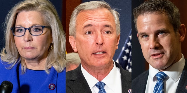 Reps. Liz Cheney, left, John Katko, center, and Adam Kinzinger