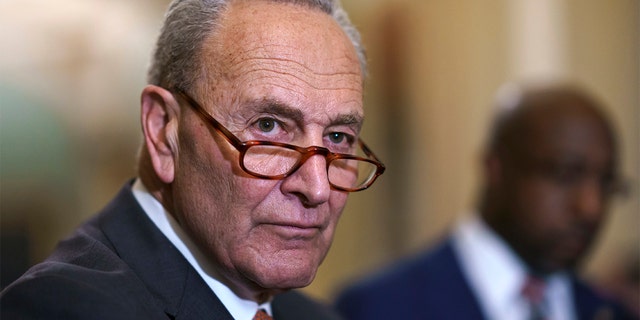Senate Majority Leader Chuck Schumer, DN.Y., meets with reporters ahead of a key test vote on the For the People Act, a radical bill that would overhaul the electoral system and voting rights, on Capitol Hill in Washington , Tuesday, June 22, 2021 (AP Photo / J. Scott Applewhite)