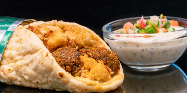 A chicken shawarma wrap at Shawarma Palace.