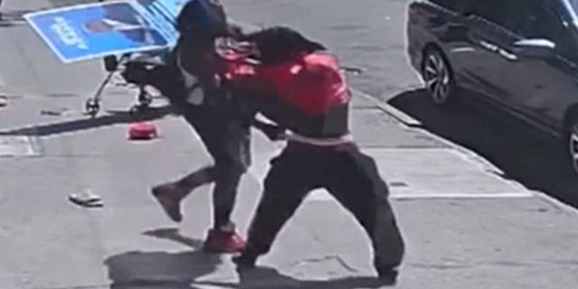 Photo from the surveillance video showing the stabbing of New York mayoral candidate Eric Adams that took place on June 20, 2021 in the South Bronx (New York Post)