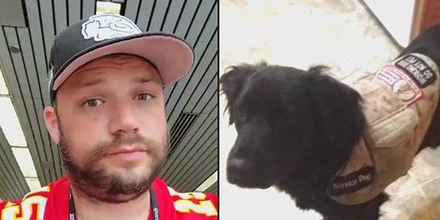 베테랑, 라이언 포스터, and his service dog "아름다움"
