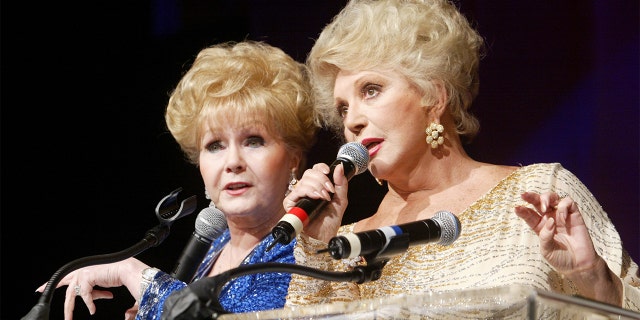 Debbie Reynolds and Ruta Lee during 51st Annual Thalians Ball - Show at Hyatt Regency Century Plaza in Century City, California, United States.