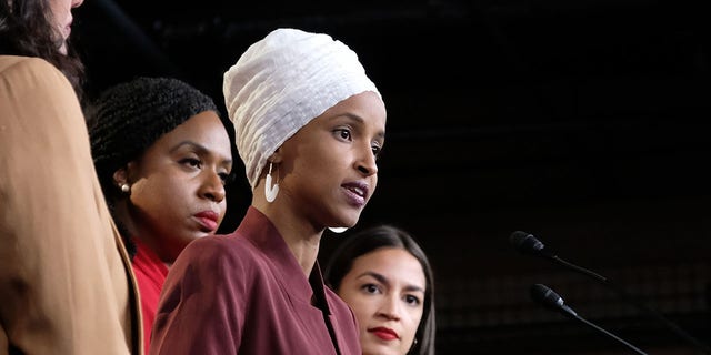 Rep. Ilhan Omar speaks during a press conference at the U.S. Capitol on July 15, 2019. (Alex Wroblewski/Getty Images)