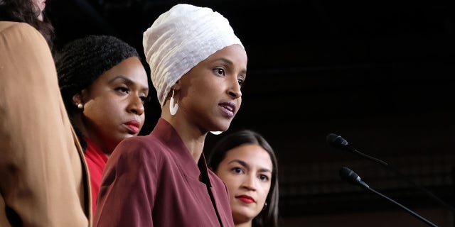 Rep. Ilhan Omar speaks during a press conference at the U.S. Capitol on July 15, 2019. (Alex Wroblewski/Getty Images)