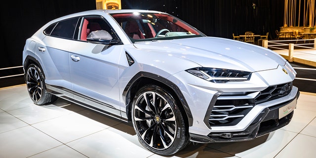 BRUSSELS, BELGIUM - JANUARY 8: Lamborghini Urus luxury performance SUV car on display at Brussels Expo on January 8, 2020 in Brussels, Belgium. The Urus is powered by a 641 hp4.0 L twin-turbocharged V8 and is the second SUV car produced by Lamborghini. (Photo by Sjoerd van der Wal/Getty Images)