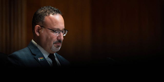 Education Secretary Miguel Cardona testifies before the Labor, Health and Human Services, Education and Related Agencies Subcommittee on Capitol Hill in Washington on June 16, 2021.