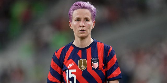 Megan Rapinoe #15 of the United States looks on during a WNT Summer Series game against Nigeria at Q2 Stadium on June 16, 2021 in Austin, Texas.
