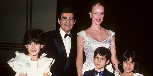 Radio personality Casey Kasem, wife Jean Kasem, daughter Kerri Kasem, son Michael Kasem and daughter Julie Kasem attend the Lebanon-Syrian American Society of Greater Los Angeles Man of the Year Awards on January 25, 1985, at the Beverly Wilshire Hotel in Beverly Hills, California. 