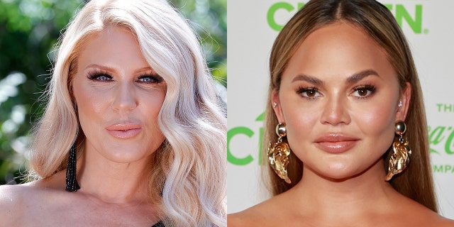 ‘Real Housewives of Orange County’ star Gretchen Rossi, left, slammed Chrissy Teigen as 'disgusting' after fashion designer Michael Costello detailed the alleged cyberbullying and professional outcasting brought on by the former swimsuit model.