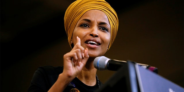 U.S. Representative Ilhan Omar (D-MN) introduces Democratic 2020 U.S. presidential candidate and U.S. Senator Bernie Sanders (I-VT) at a campaign event in Nashua, New Hampshire, U.S., December 13, 2019. REUTERS/Elizabeth Frantz