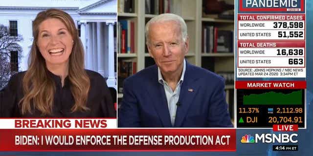 MSNBC's Nicolle Wallace interviews Joe Biden during his 2020 campaign.