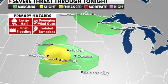 The Storm Prediction Center has issued a slight warning for severe weather conditions in Nebraska on Wednesday.