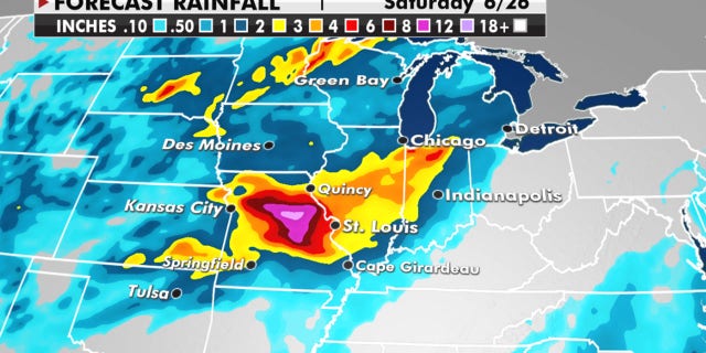 Current models project areas in Missouri could see more than 10" of rain.