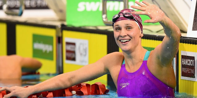 Madeline Groves of Australia celebrates winning the Women's 200 Metre Butterfly during day four of the Australian Swimming Championships at the South Australian Aquatic & Leisure Centre on April 10, 2016 in Adelaide, Australia. (Photo by Quinn Rooney/Getty Images)