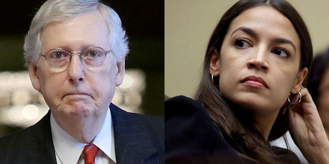 Senate Minority Leader Mitch McConnell and Rep. アレクサンドリアオカシオコルテス.