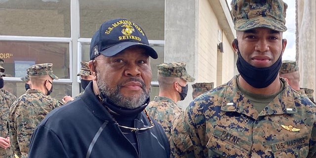 Retired U.S. Marine Corps Master Gunnery Sgt. Steve Payne and his son, Marine Corps 1st Lt. Stefawn Payne. (Courtesy: Defense Department)