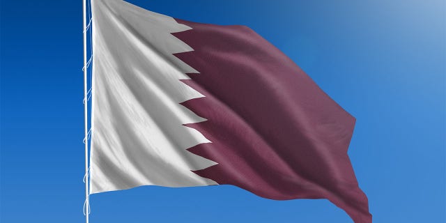 The National flag of Qatar.