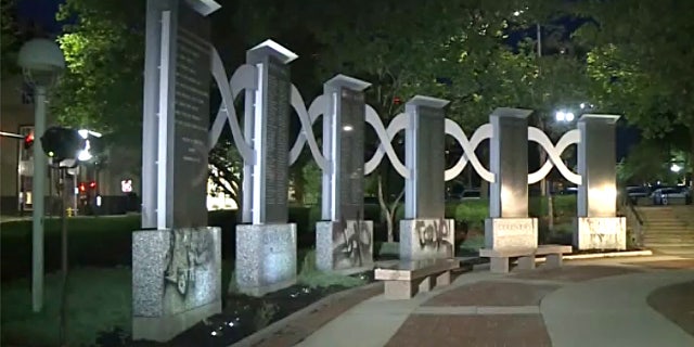 Vandalism at Providence War Memorial.
