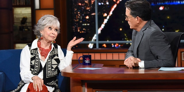 The Late Show with Stephen Colbert and guest Rita Moreno during Tuesday's June 15, 2021 show. 