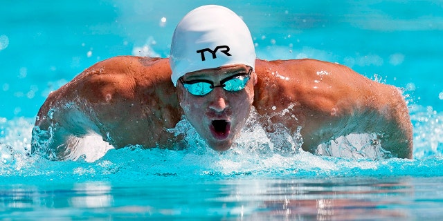 FILE - In this July 31, 2019, file photo, Ryan Lochte competes in the men's 200-meter individual medley time trial at the U.S. national swimming championships in Stanford, Calif. (AP Photo/David J. Phillip, File)